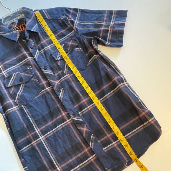 Rock Revival Navy Black & Red Plaid Button Shirt Men's Small 100% Cotton - Picture 7 of 7